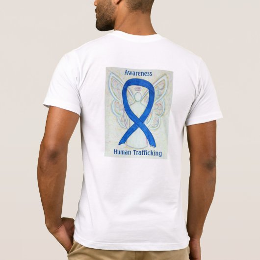 Human Trafficking Awareness Ribbon Angel Shirten T-shirt (Achterkant)