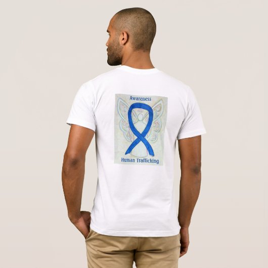 Human Trafficking Awareness Ribbon Angel Shirten T-shirt (Achterkant volledig)