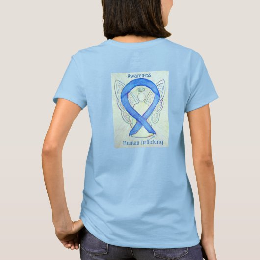 Human Trafficking Awareness Ribbon Angel Shirten T-shirt (Achterkant)