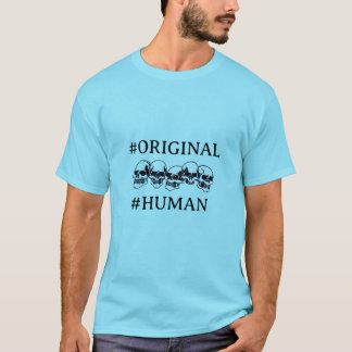 #HUMAN WITH SKULLS IN BLUE T-SHIRT