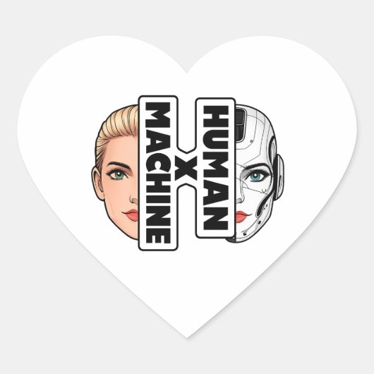HUMAN x MACHINE Hart Sticker (Voorkant)
