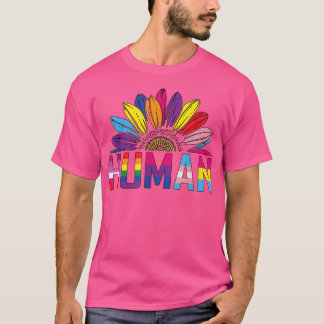 HUMAN Zonnebloem LGBT Vlag Gay Pride Maand Trots L T-shirt