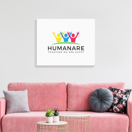 Humanare Samen zijn we gelukkig Canvas Afdruk (Insitu (Woonkamer))
