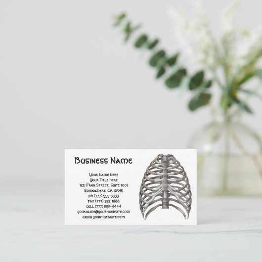  humane anatomie Skelet Skeletribben Botten Visitekaartje (Staand voorkant)
