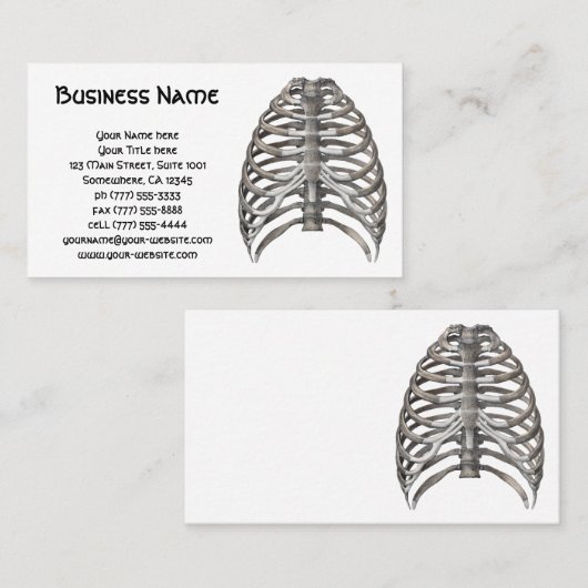  humane anatomie Skelet Skeletribben Botten Visitekaartje (Voorkant / Achterkant)