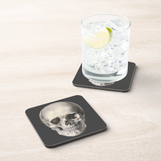  humane anatomische schedel, Halloween Skeleton Bier Onderzetter (Rechterzijde)