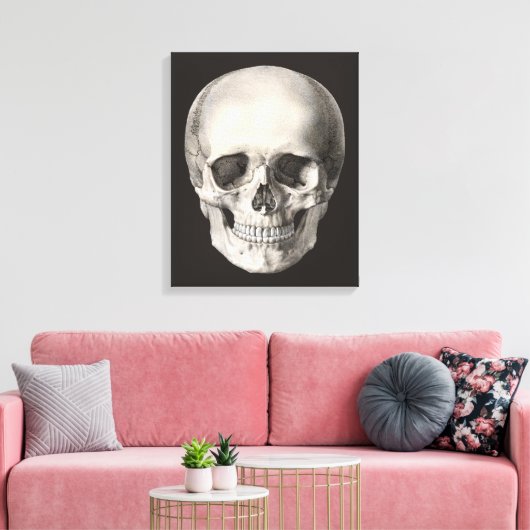 humane anatomische schedel, Halloween Skeleton Canvas Afdruk (Insitu (Woonkamer))