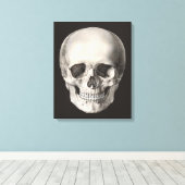 humane anatomische schedel, Halloween Skeleton Canvas Afdruk (Insitu (Houten vloer))