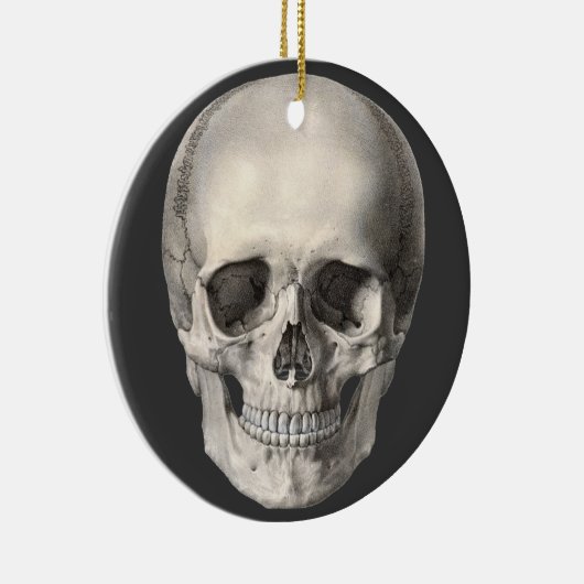 humane anatomische schedel, Halloween Skeleton Keramisch Ornament (Rechts)