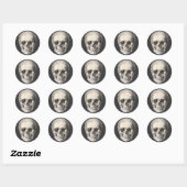 humane anatomische schedel, Halloween Skeleton Ronde Sticker (Vel)