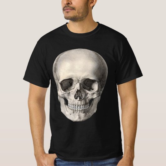 humane anatomische schedel, Halloween Skeleton T-shirt (Voorkant)