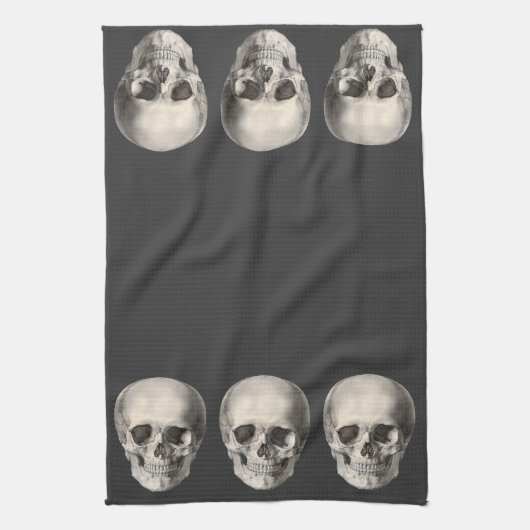 humane anatomische schedel, Halloween Skeleton Theedoek (Verticaal)