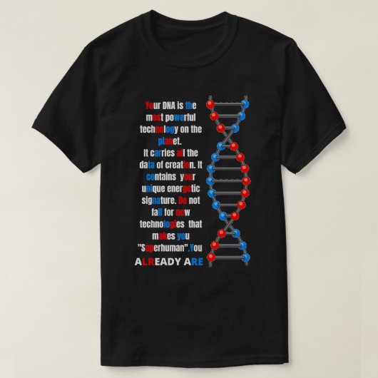 Humane DNA-tekst supermenselijk T-shirt (Design voorkant)