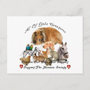 Humane Society All God's creures Animal Support Briefkaart