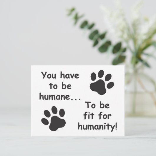 Humane voor menselijkheid briefkaart (Staand voorkant)