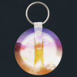 Humanistisch symbool sleutelhanger<br><div class="desc">Kleurrijke achtergrond met "Happy Human"-symbool</div>