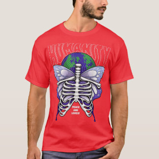 Humanity Globe Skeleton Edgy Streetwear T-Shirt