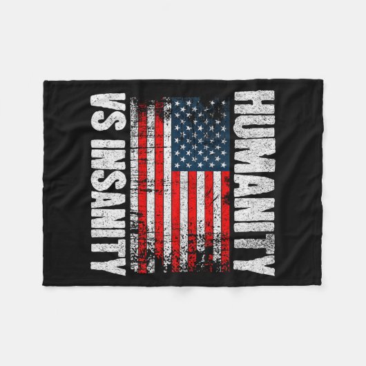 Humanity Versus Insanity Distressed American Flag  Fleece Deken (Voorkant (Horizontaal))