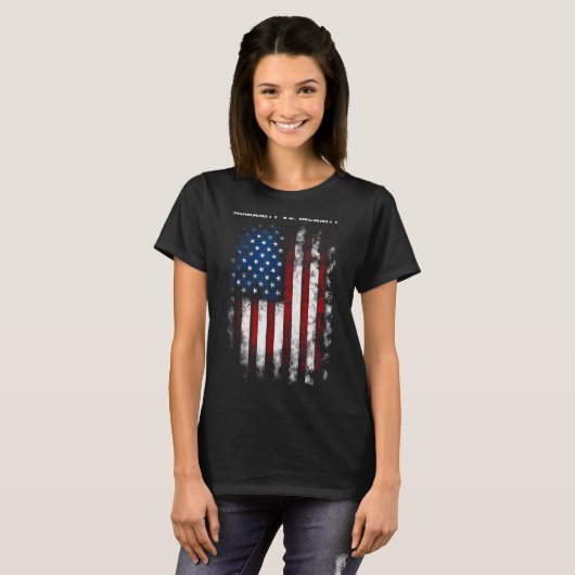Humanity Vs. Insanity Distressed American Patrioti T-shirt (Voorkant volledig)