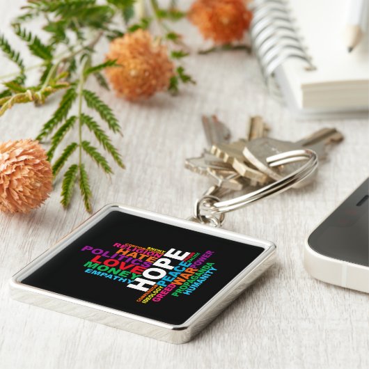 Humanity Word Cloud Sleutelhanger (Zijkant)