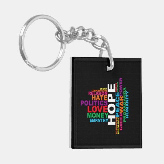 Humanity Word Cloud Sleutelhanger (Voorkant Links)