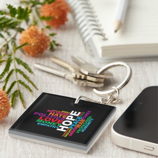 Humanity Word Cloud Sleutelhanger (Voorkant Rechts)