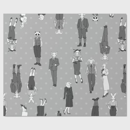 humanoïde antropomorfe dieren cadeaupapier (Vlak)