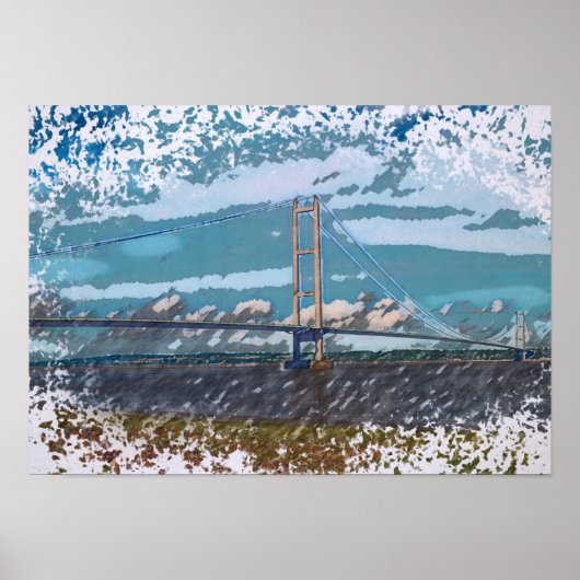 Humber Bridge Impressionistisch Landschap Poster (Voorkant)