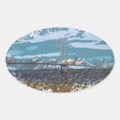 Humber Bridge Ovale Sticker (Voorkant)