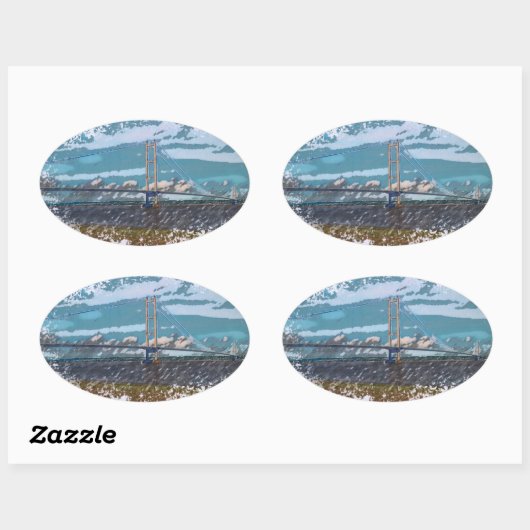 Humber Bridge Ovale Sticker (Vel)