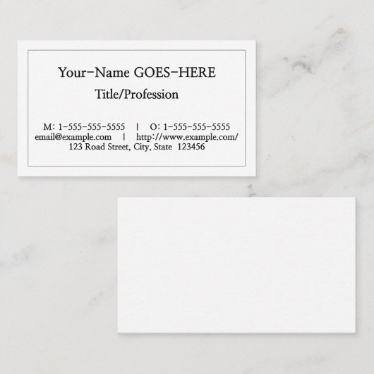 Humble, Basic Visitekaartje (Voorkant / Achterkant)