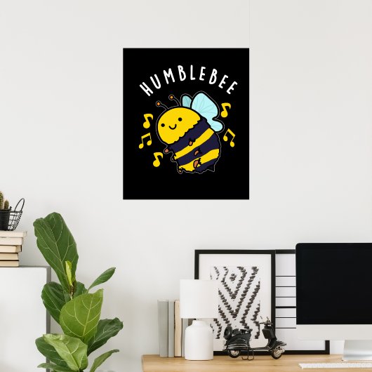 Humble bee Funny Bumblebee Pun Dark BG Poster (Thuiskantoor)