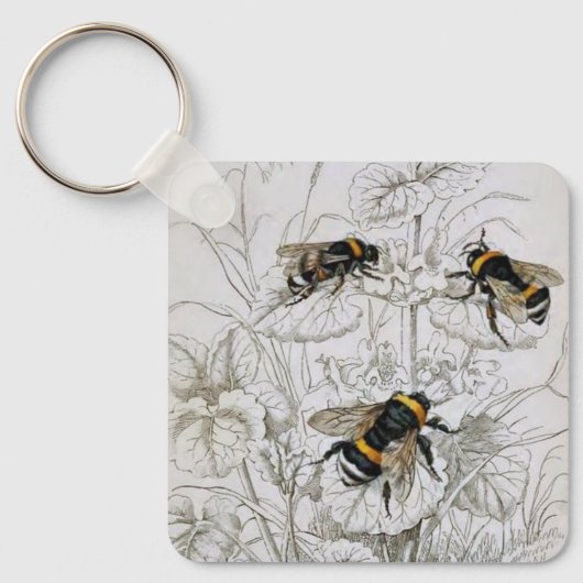  Humble Bees en Wildflowers Sleutelhanger (Voorkant)