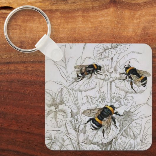  Humble Bees en Wildflowers Sleutelhanger (Voorkant)