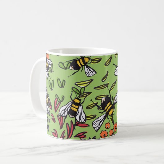 Humble Bumblebees Flowerbed Mok (Voorkant links)