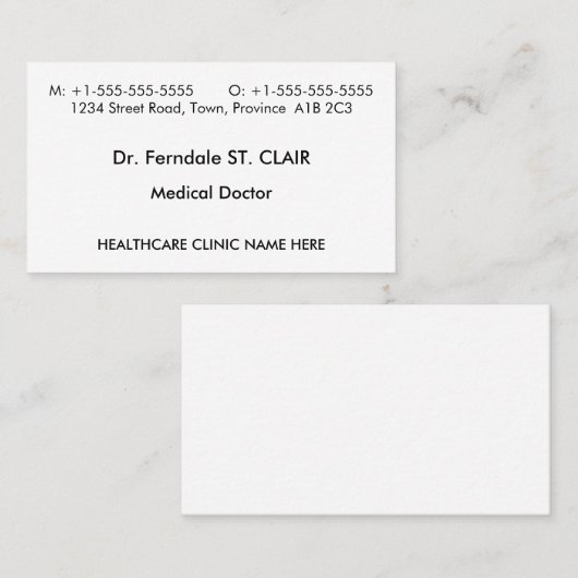 Humble Healthcare Professional Visitekaartje (Voorkant / Achterkant)