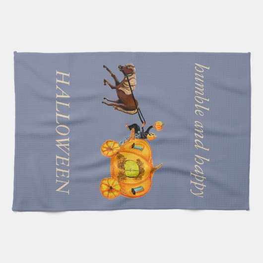 Humble Horse Pumpkin Carriage Halloween handdoek (Horizontaal)