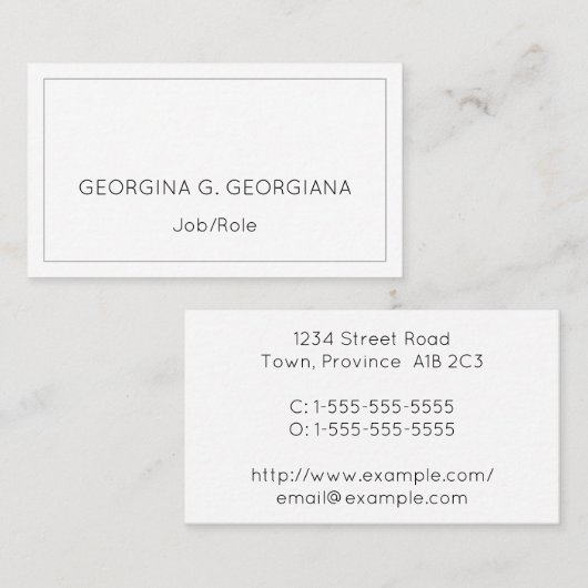 Humble, minimaal professioneel Visitekaartje (Voorkant / Achterkant)