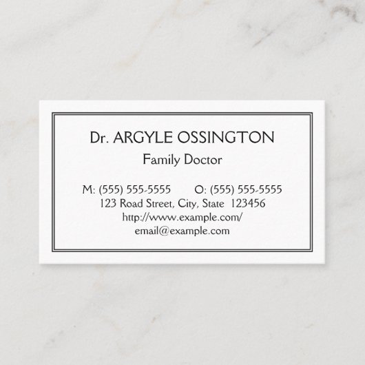 Humble, Simple, Health Care Professional Visitekaartje (Voorkant)