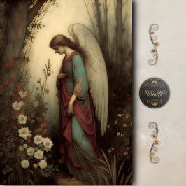 Humble Woodland Angel Floral Prayer Decoupage Tissuepapier