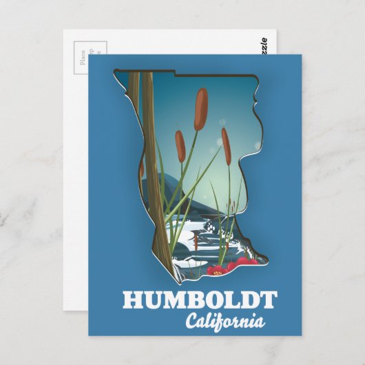 Humboldt california-kaart briefkaart (Voorkant / Achterkant)