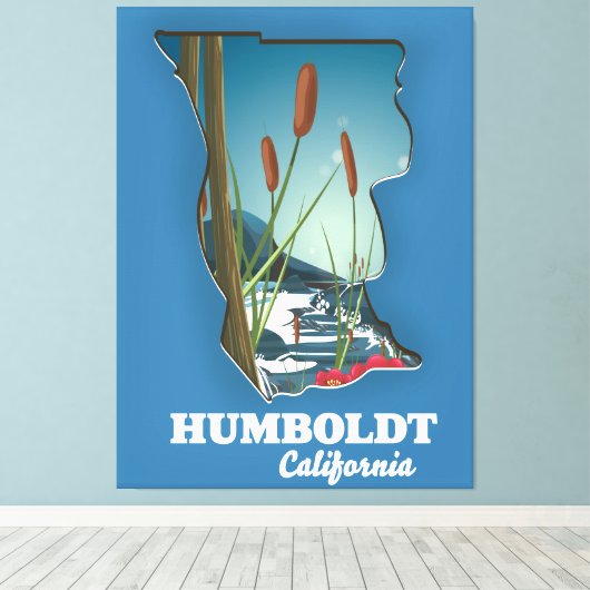 Humboldt california-kaart canvas afdruk (Insitu (Houten vloer))