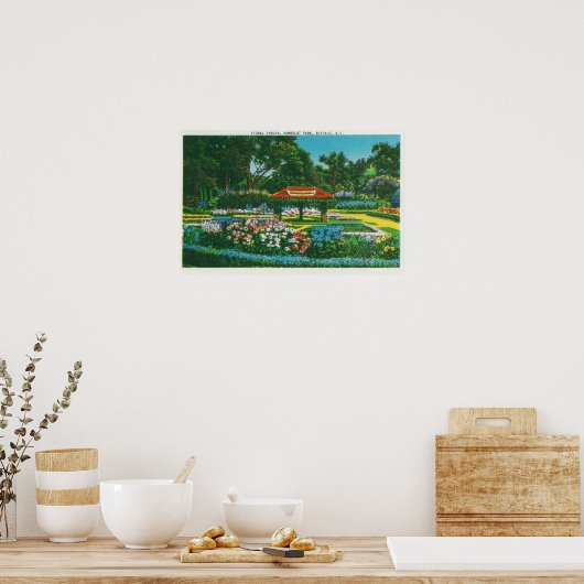 Humboldt Park Floral Emblem Uitzicht Poster (Keuken)