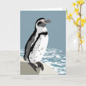 Humboldt Penguin Groeten Kaart (Gele Bloem)
