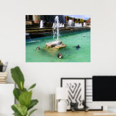 Humboldt pinguïns en fonteinen poster (Thuiskantoor)