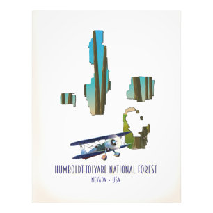Humboldt-toiyabe nationaal bos Nevada Kaart Foto Afdruk