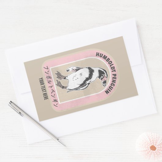 Humbolt pinguïn Japans schrift Rechthoekige Sticker (Envelop)
