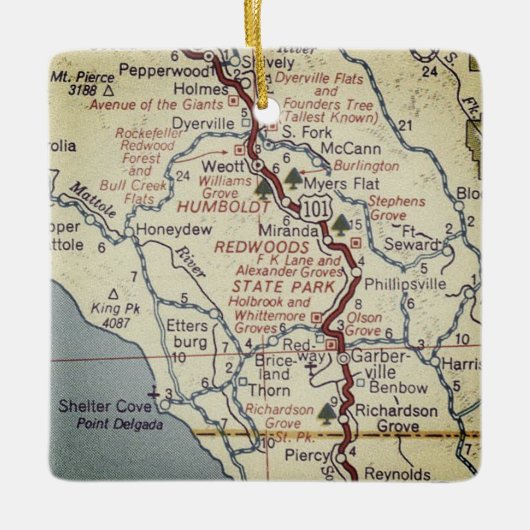 Humbolt Redwood State Park Keramisch Ornament (Voorkant)