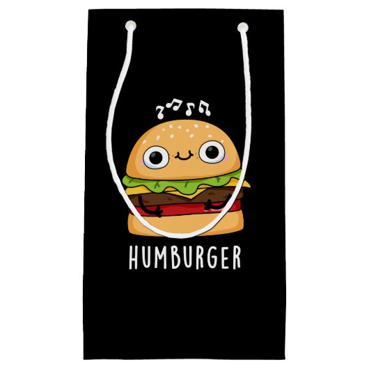 Humburger Funny Humming Burger Pun Dark BG Klein Cadeauzakje (Voorkant)