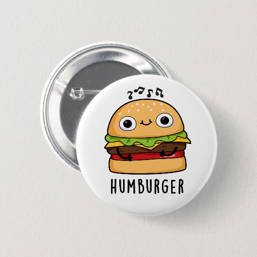 Humburger Funny Humming Burger Pun Ronde Button 5,7 Cm (Voorkant /achterkant)